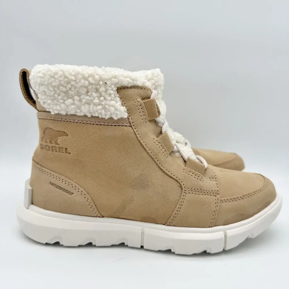 Sorel Womens Explorer Next Carnival Winter Boots US 6.5 Tan Suede Waterproof GUC